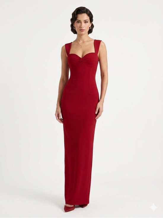 Oh Polly Dresses & Skirts - Elegant Red Maxi Dress with Sweetheart Neckline